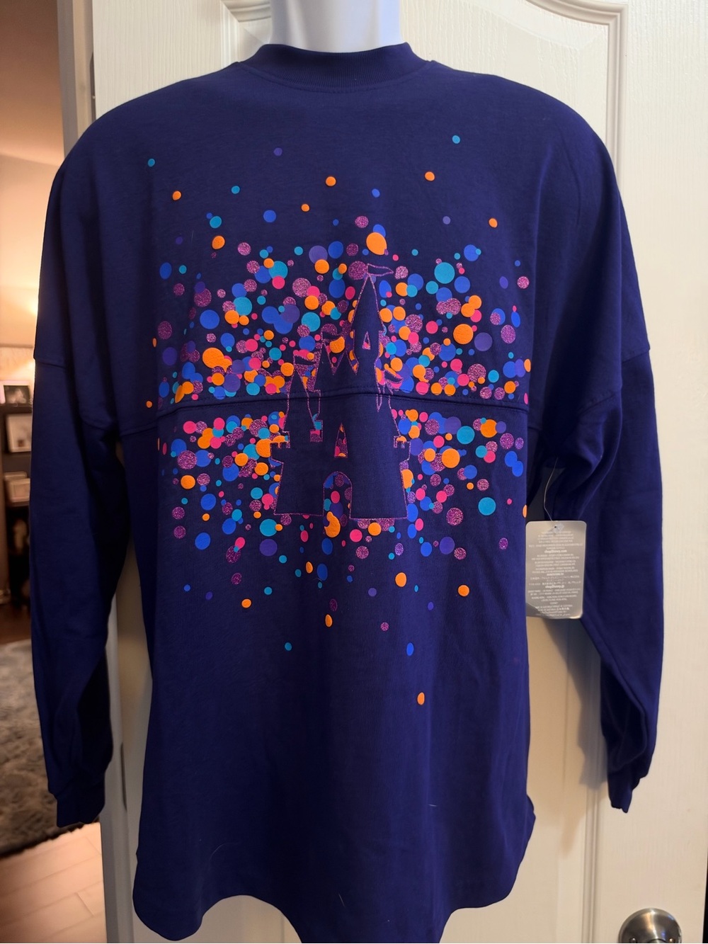 Disney Spirit Jersey Purple Castle Confetti Long Sleeve Shirt – Size Small